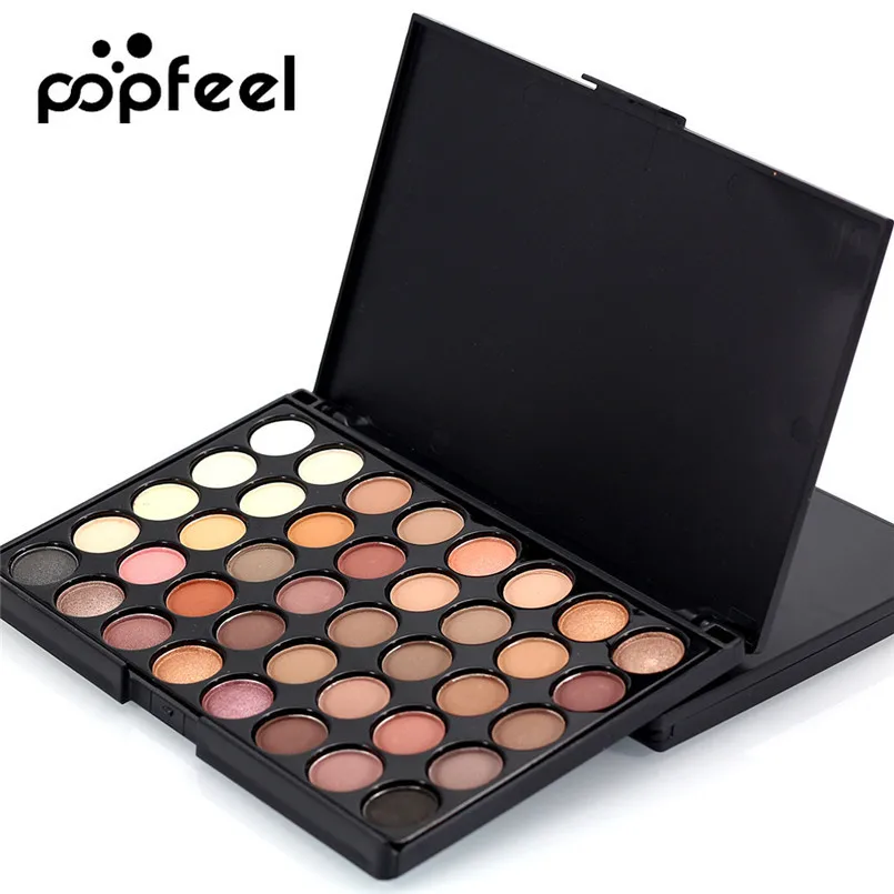 Popfeel 40 цветов Палитра теней для век макияжа + кисть мерцающие матовые тени