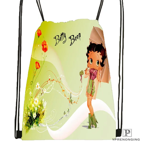 Drawstring Backpack Изготовленная на заказ Betty Boop походная сумка на шнурке для мужчин и женщин милый рюкзак для детей(черная спинка) 31x40 см#180531-01-44 - Цвет: Drawstring Backpack