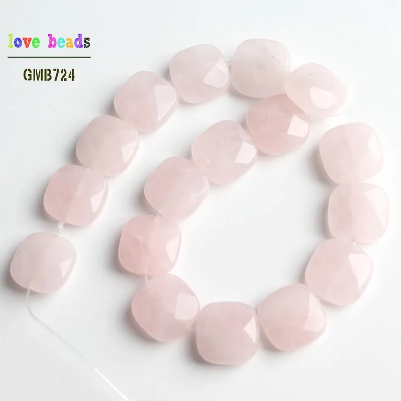 rose quartz 12*12 мм бусины из натурального камня граненые бирюзы Агаты Квадратные бусины для самостоятельного изготовления ювелирных изделий браслет 17 шт/прядь - Цвет: rose quartz