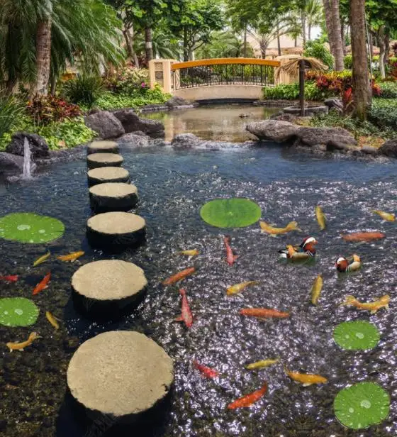 3d напольные обои Shidunqiao Koi настенные фотообои ПВХ водонепроницаемые для гостиной