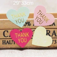 200pcs heart shape goldsilver self adhesive labels greenyellowpink paper thank you seal labels diy handmade seal labels