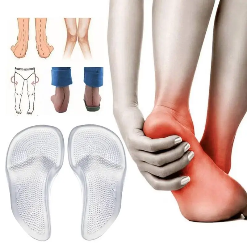 1pairs Silicone Gel High Heel Arch Support Insoles Cushion Shoe Insole Orthopedic Orthoses Foot Plane Correct Shock-absorber