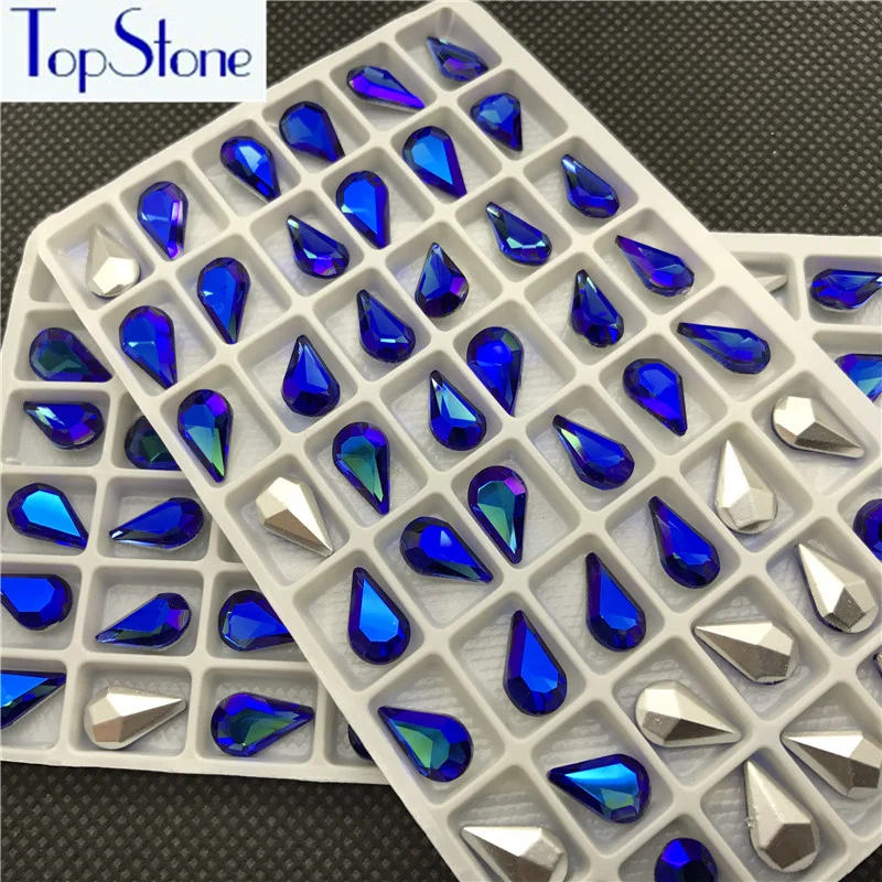 Кобальт AB Цвет стекло кристалл КАПЛЕВИДНАЯ заостренная задняя горный хрусталь