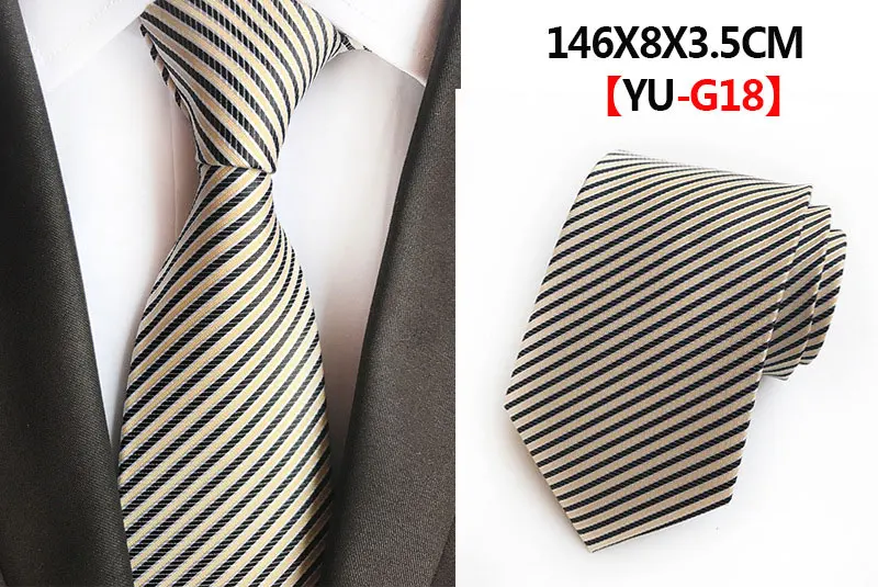 Classic 8cm Formal Tie Black Bule Striped Plaid Jacquard Necktie For Men Business Wedding Neckwear Gift Accessories Ties Gravata