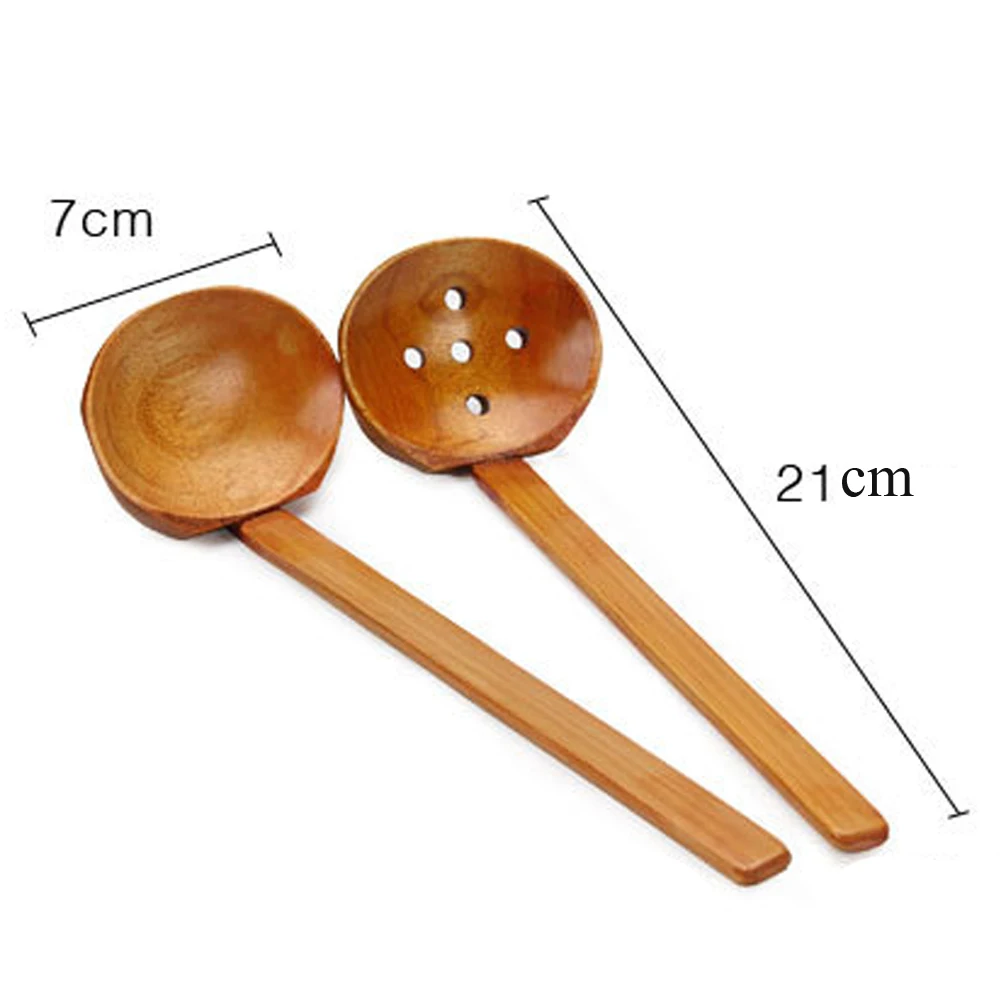 Multi-Use Nature Solid Wood Material Ladles Set Pierced Table Spoon Hot Pot Ramen Soup Buffet Slotted | Дом и сад