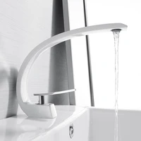 basin faucets modern bathroom mixer brass washbasin torneira single handle hole white waterfall taps lh 16990