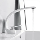 Смесители для умывальника, Современный Смеситель для ванной комнаты, латунный кран для умывальника Torneira с одной ручкой, белый водопад, LH-16990