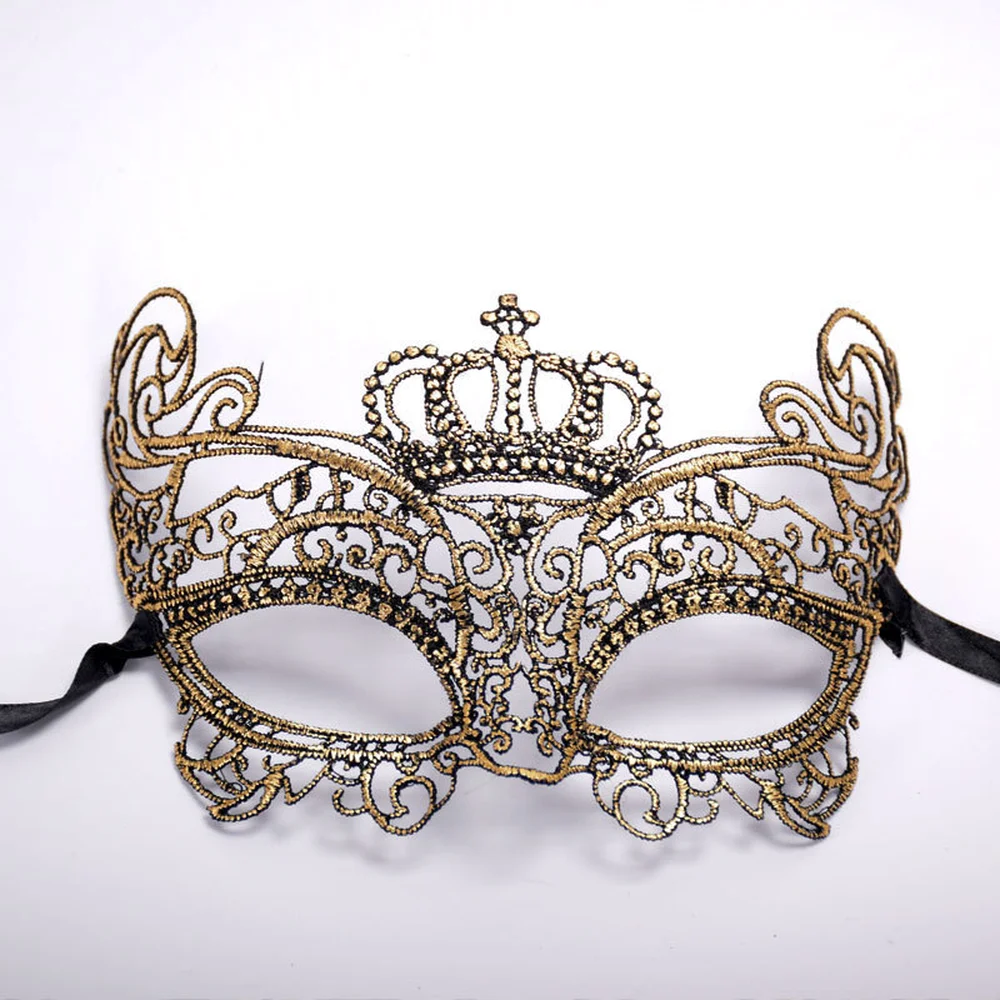 8 Style Gold Ladies Sexy Lace Masquerade Party Mask for Carnival Mardi Gras Masque Halloween Prom Masks Venetian Cutout Eye Mask