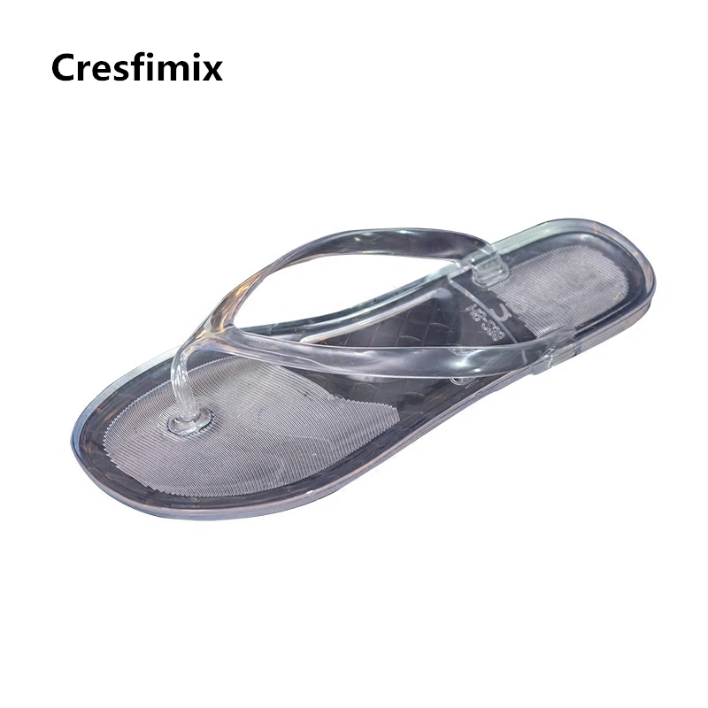 

Женские Модные прозрачные шлепанцы Cresfimix, повседневные весенне-летние шлепанцы на плоской подошве, мягкие пляжные шлепанцы