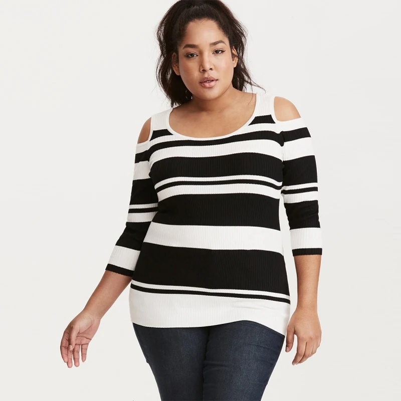 Hit Color Striped Oversized Women Sweaters And Pullovers 2018 Spring Off Shoulder Casual Black White Woman Clothes | Женская одежда