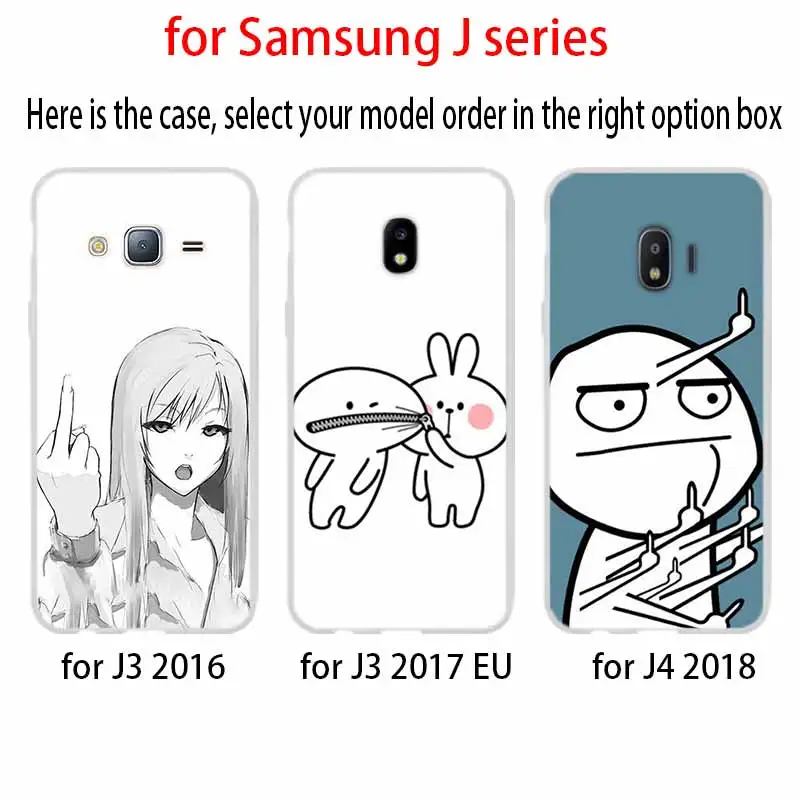 Телефон для Samsung Galaxy J6 J4 Plus J8 J3 J7 2018 J5 j7 2017 2016 j6 Prime чехол мем лицо средний палец