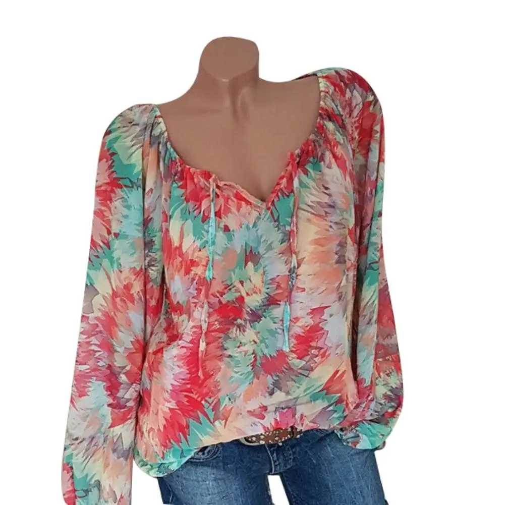 Женская блузка с длинным рукавом и V образным вырезом|Блузки| |