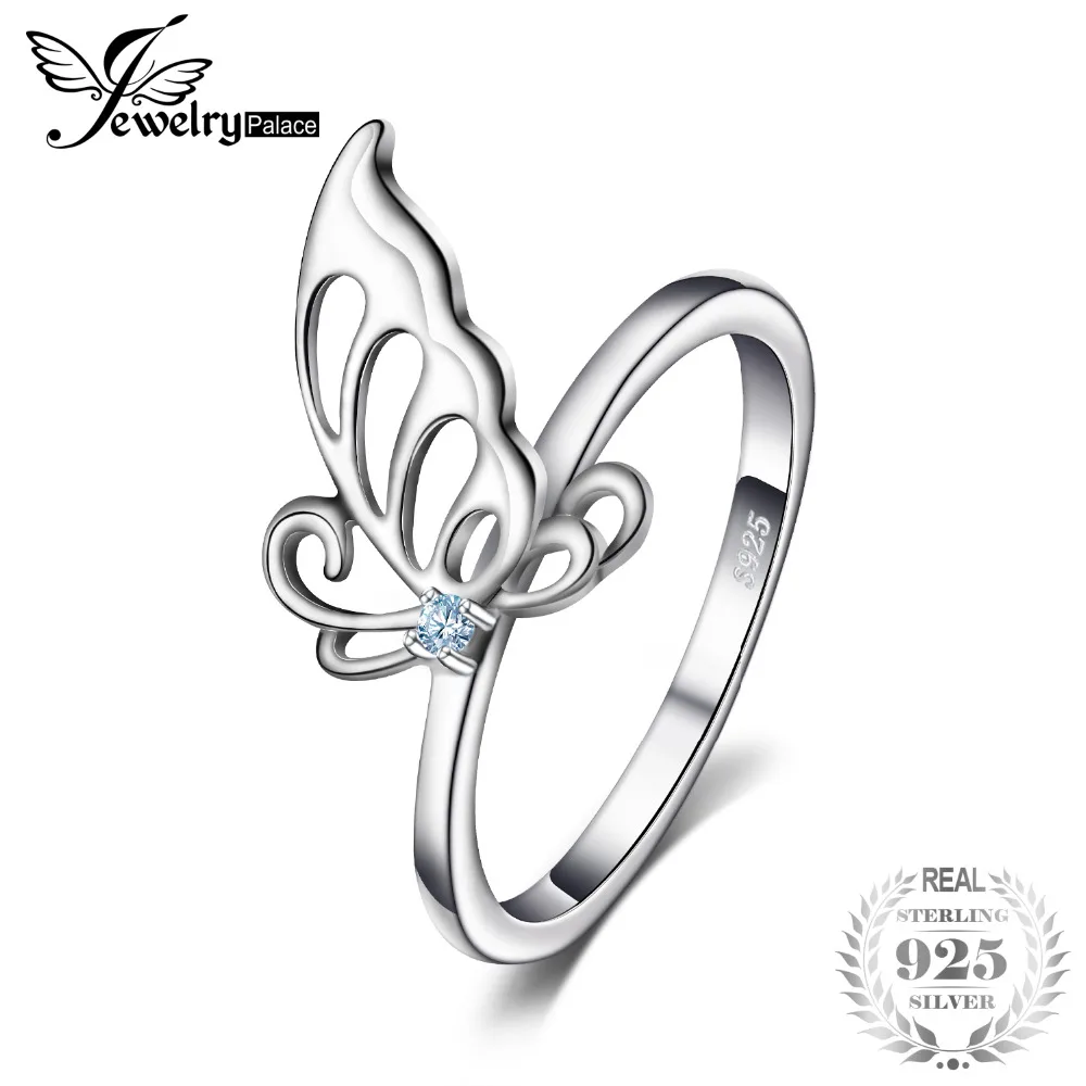 JewelryPalace бабочка создан светло голубой шпинели заявление кольцо 925 Silve для Для