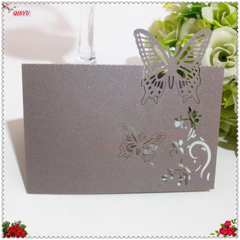 100 шт. винтажная карточка для сидения в виде бабочки номер стола название карты