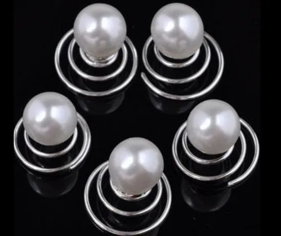 12 pcs C 12 шт./лот, свадебная Хрустальная искусственная жемчужина, цветок, заколки для волос, завитки, спираль, заколки для волос, аксессуары для головных уборов, ювелирные изделия - Окраска металла: 12 pcs C