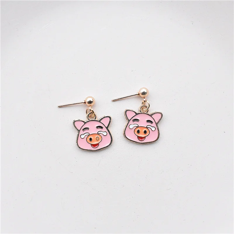 Простые розовые милые свинки корейские сережки-шпильки стиль Kawaii для женщин