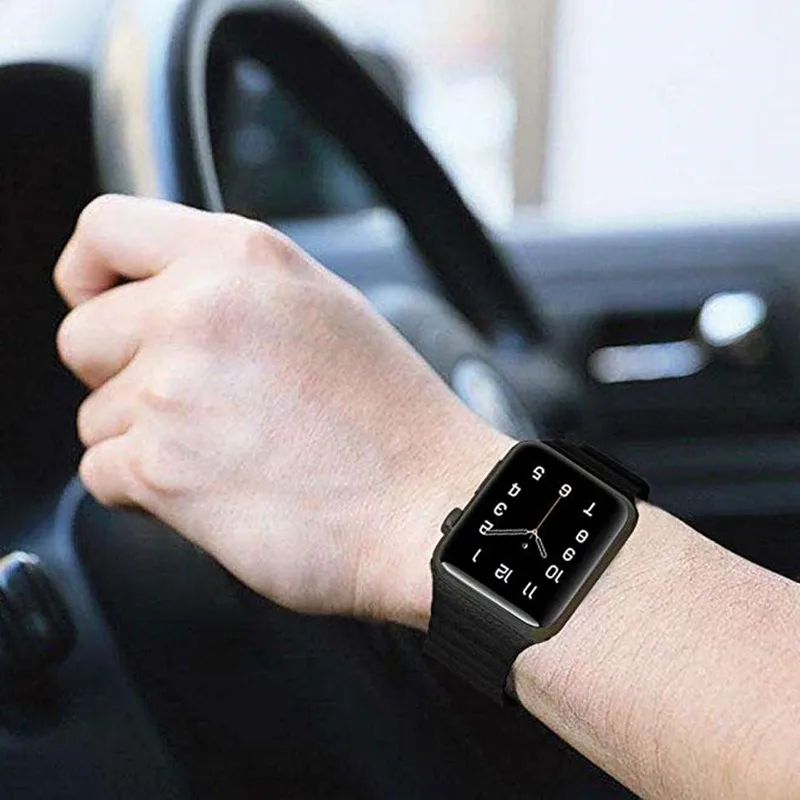 Ремешок из натуральной кожи для Apple Watch Band 42 мм 38 44 40 магнитный ремешок на запястье