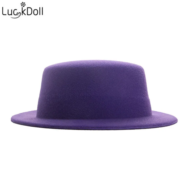 LUCKDOLL Новая модная шерстяная шляпа карамельных цветов с плоским верхом