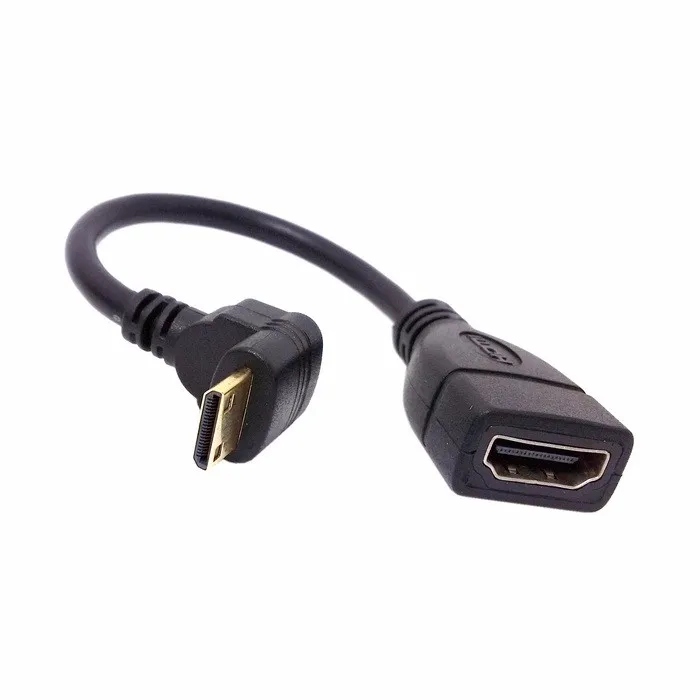 90 градусов вниз прямоугольный мини HDMI штекер к HDMI Женский адаптер кабель 10 см черный