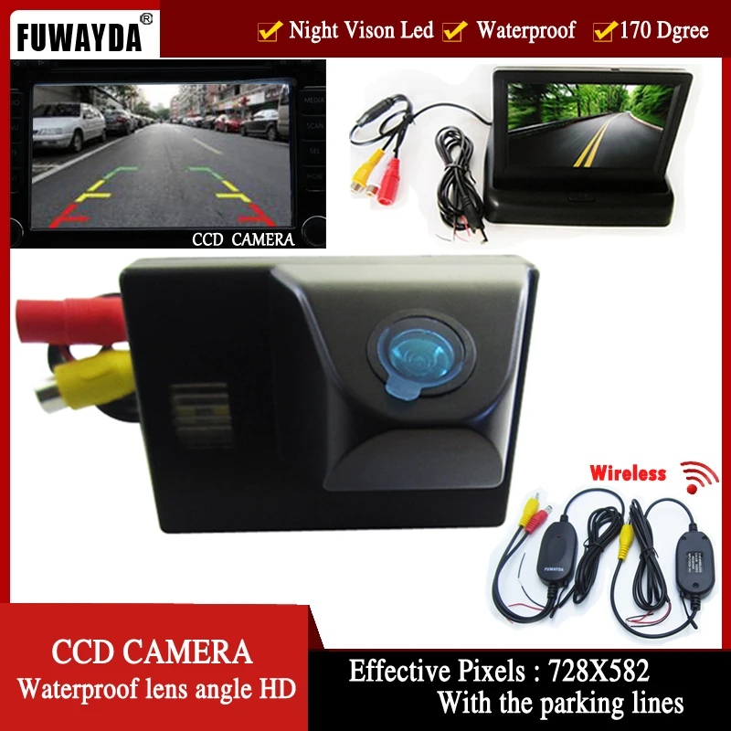 

Камера заднего вида FUWAYDA, беспроводная, CCD, для TOYOTA Land Cruiser LC 100 120 4500 4700, с 4,3 дюймовым складным ЖК-монитором