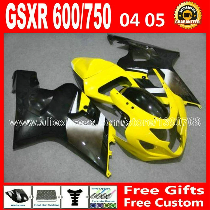 Новинка 2004 2005 желтый черный серый обтекатель для SUZUKI GSXR 600 750 K4 RIZLA version gsxr600 GIN 04 05 GSX