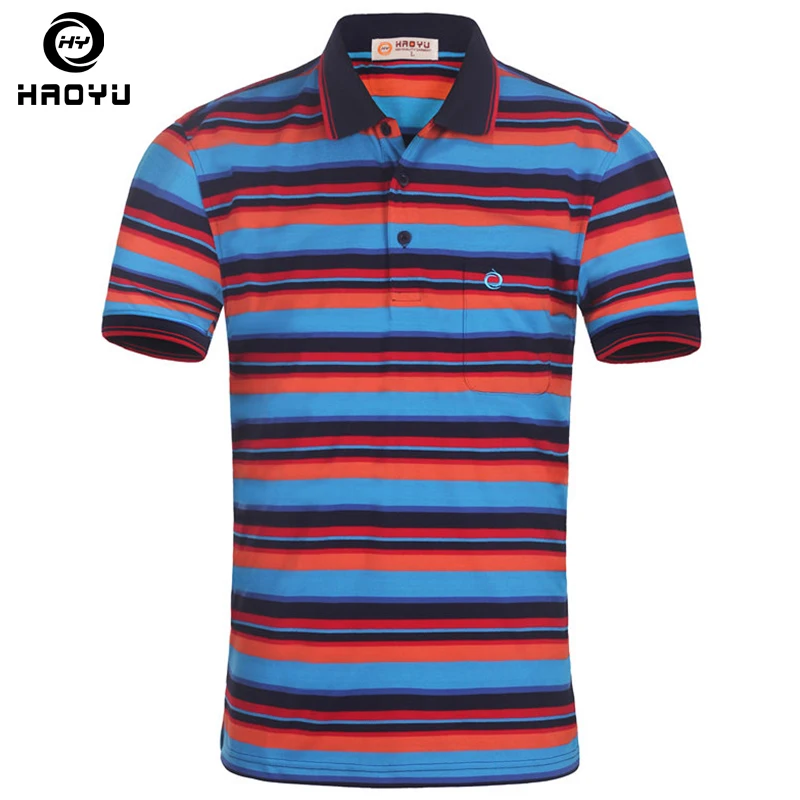 Брендовая классическая мужская рубашка поло полосатая тонкая хлопковая одежда с