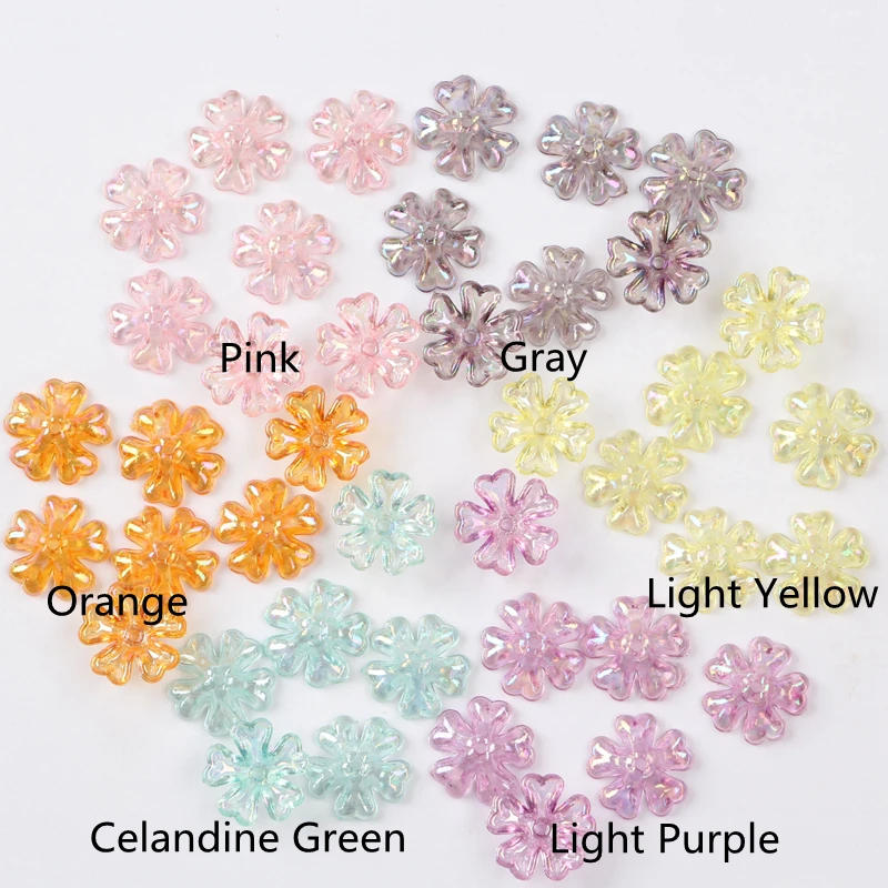 Акриловые прозрачные цветные шарики в виде цветов для изготовления ювелирных