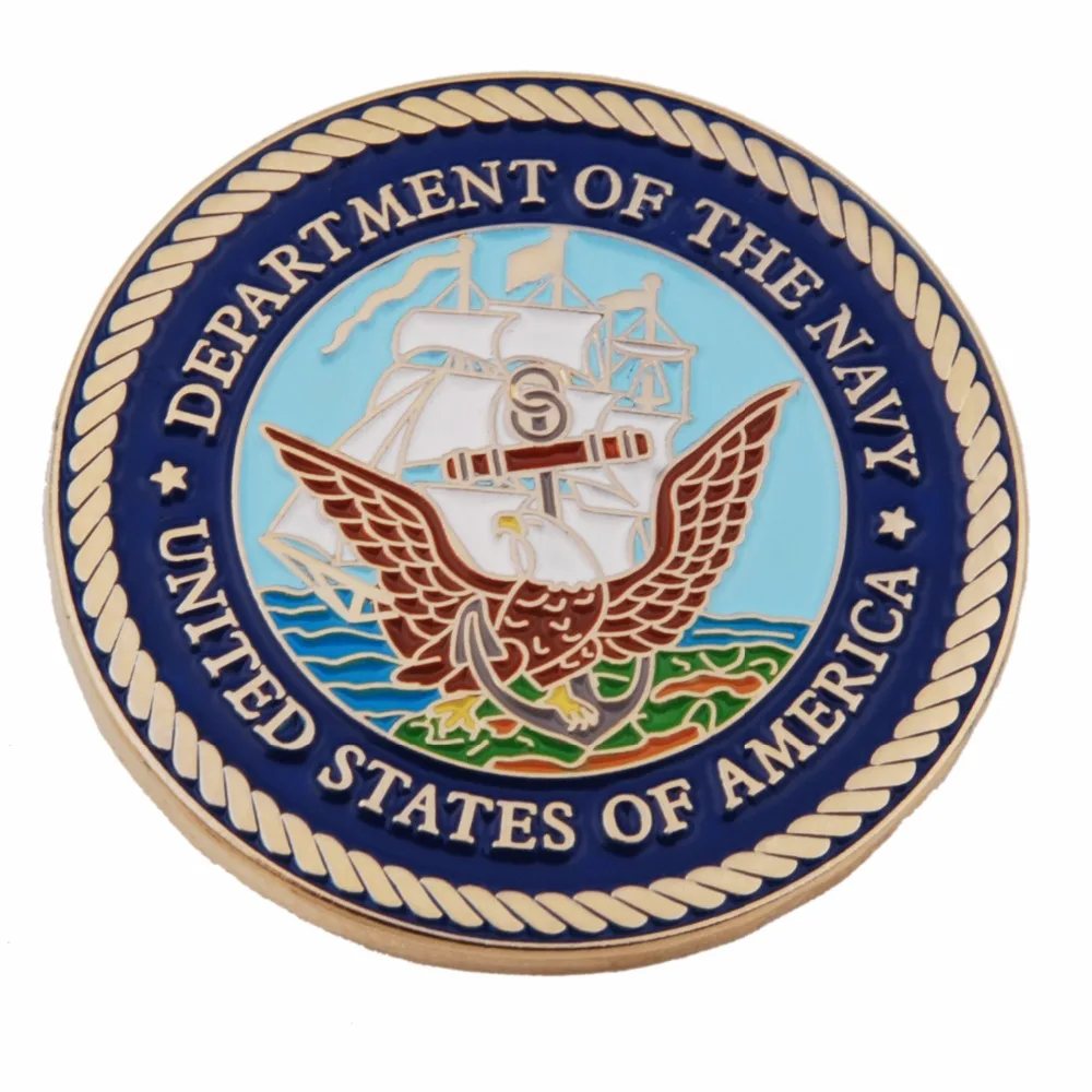US MILITARY DEPARTMENT OF THE NAVY METAL PIN BADGE |