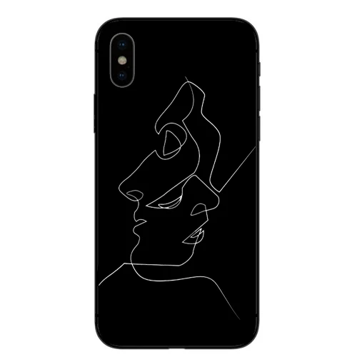 Художественный чехол с абстрактными линиями для iPhone X мягкий из ТПУ влюбленных