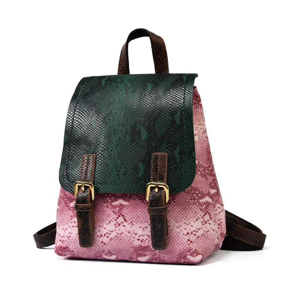 Женские рюкзаки искусственная кожа змеиная Лоскутная сумка модная Подростковая