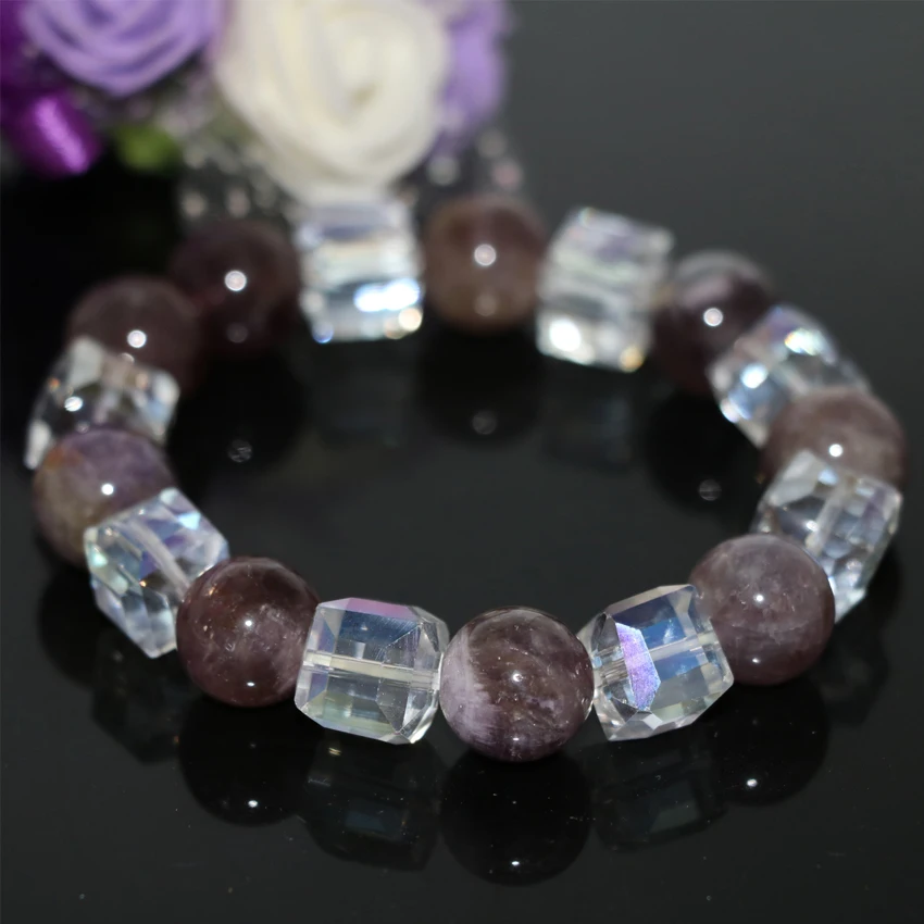 Талисманы натуральный пурпурный Халцедон камень 12 мм круглые бусины браслет для