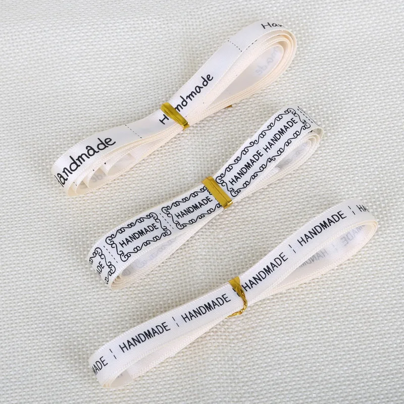 5 ярдов/лот 10мм 13мм Айвори Ручная печать атласная лента для шитья аксессуары DIY Декоративное искусство и поделки Подарочная упаковка для выпечки.