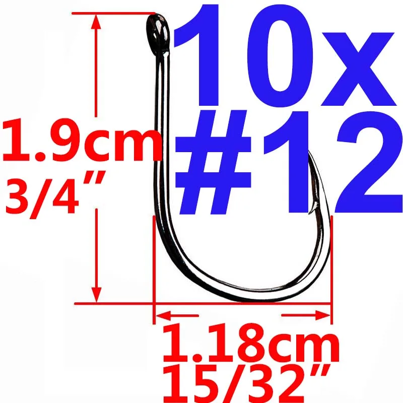 10pcs 12 10 шт или 20 шт вниз стрелы крюк падение стрелы крюк широкий зазор крючок под червя с поворотным рыболовным крюком для мягкой ловли червя бас - Цвет: 10pcs 12