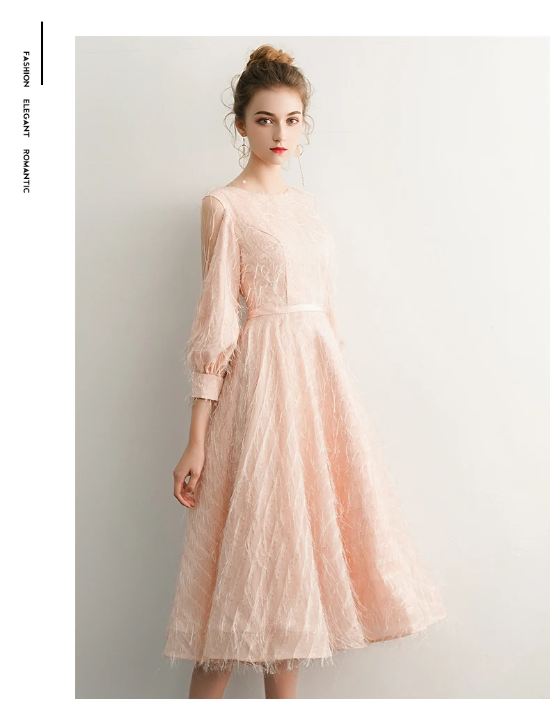 Robe de Soiree Courte розовое винтажное кружевное вечернее платье короткое вечернее платье с поясом Vestido de Festa LYFY13