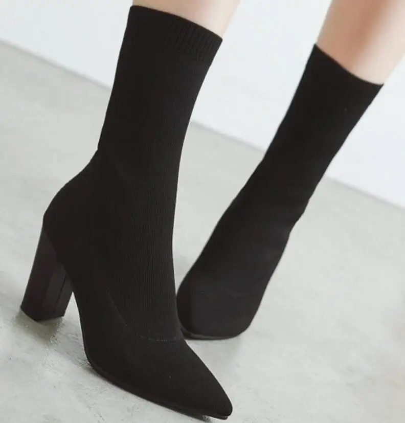 Zapatos mujer sapato до середины икры Женские ботинки Коренастый Обувь на высоком каблуке