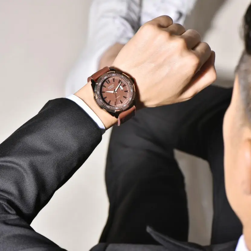 

2018 new Men Watch Top Brand Luxury watch men date display Fashion Leather Quartz Wrist Watches relogio Erkek Kol Saati #D
