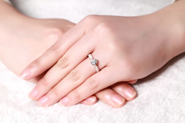 ZOCAI Aphrodite 0 50 CT CERTIFIED H/SI основной алмаз с 30 Ct сторона алмазное обручальное кольцо 18K