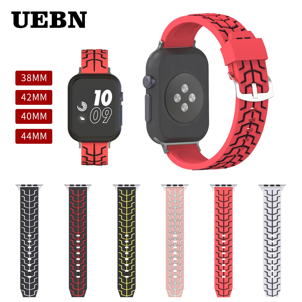 Ремешок UEBN силиконовый спортивный для apple watch Series 4 3 2 1 браслет iWatch 42 мм 38 40 44 |