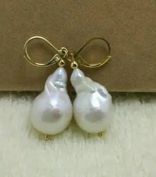 Серьги с натуральным белым жемчугом AAA 14 K/20 бесплатная доставка | Украшения и