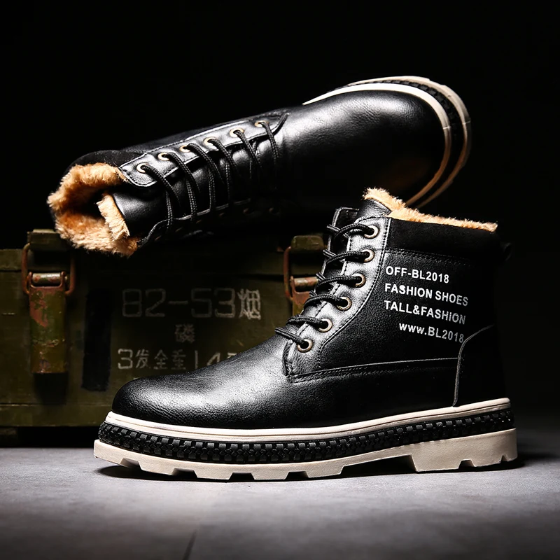 YIXI Brand Men's Boots Leather Winter Warm Shoes Motorcycle Mens Ankle Boot Doc Martins Autumn Men Botas Hombre |