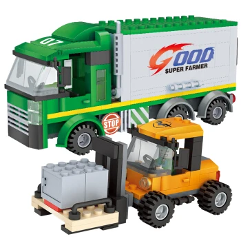 COGO City Series Transport Truck Forklift Anthem фигурки строительные блоки наборы кирпичи детские