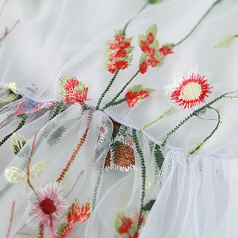 Летнее пляжное платье Новинка белое кружевное с круглым вырезом цветочный