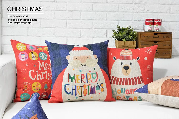 

Cute bear New Year gift cartoon Santa cotton pillowcase for leaning on of 43 * 43 No Inner