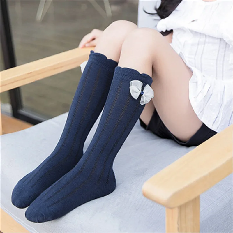 2019 летние носочки для девочки колено высокие носки принцессы с бантами Милые