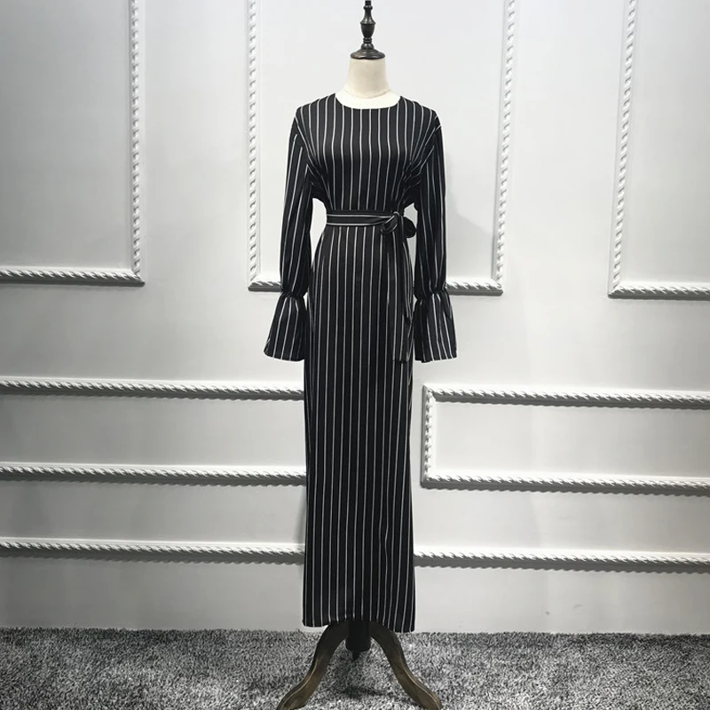 Vestidos Abaya Дубай Кафтан Турецкий Арабский Полосатый Макси длинное хиджаб
