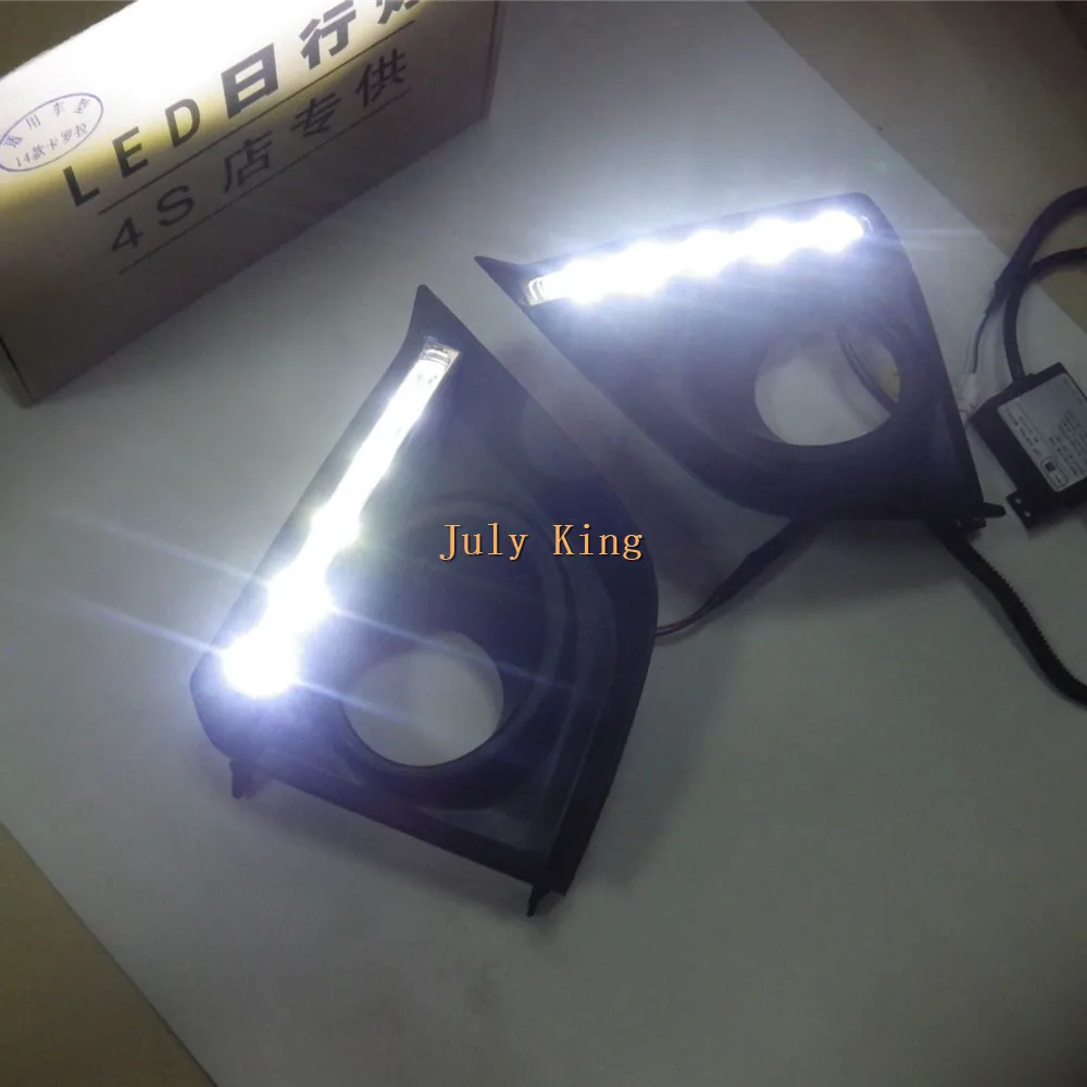 July King светодиодный дневные ходовые огни DRL с противотуманной крышкой, светодиодный противотуманная фара для Toyota Corolla- EU, с затемнением