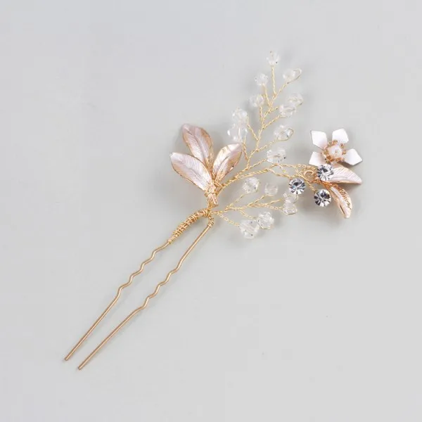 3 pieces hair pins Jonnafe Женская повязка на голову для выпускного бала в стиле бохо, Свадебные Заколки для волос с золотым листом, свадебный головной убор, аксессуары для волос - Окраска металла: 3 pieces hair pins