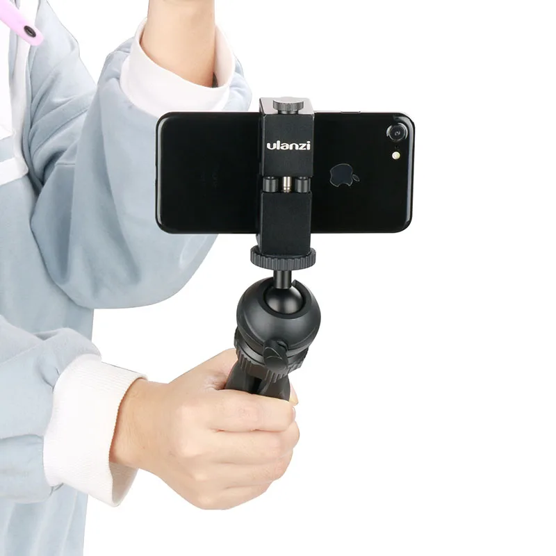 Держатель для смартфона с поворотом на 360 градусов + зажим микрофона vlog видео