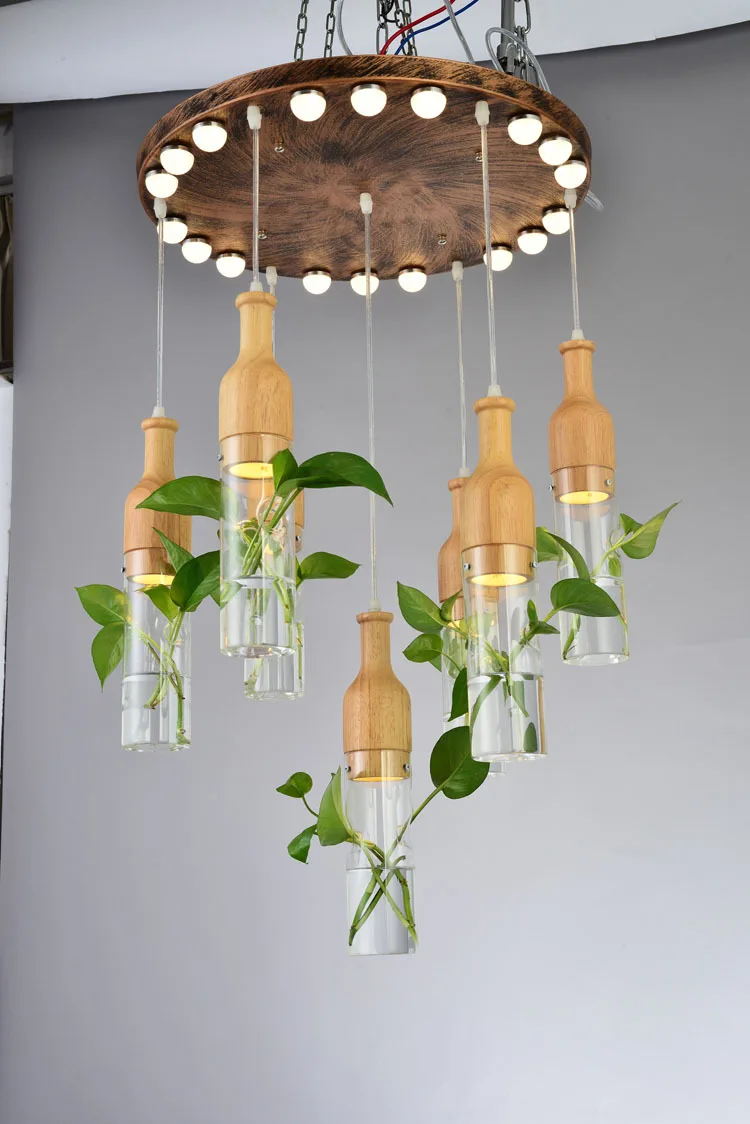 Креативный арт кулон Сделай Сам зеленые растения Led подвесной светильник