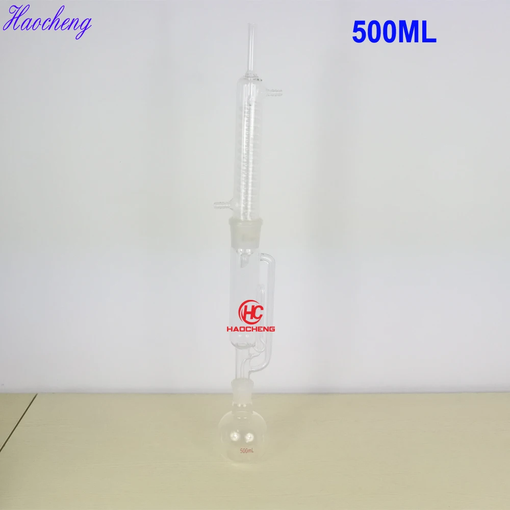 Free shipping, 500ML Soxhlet Extraction Glassware System, Soxhlet Extrctor with Coiled Condenser